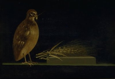 Una codorniz comiendo una espiga de maíz de Christen Købke