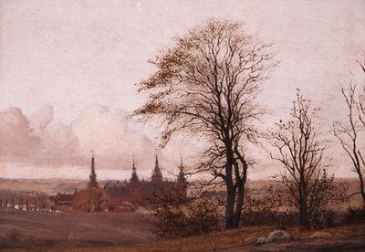 Paisaje de Otoño. Castillo de Frederiksborg en la Distancia Media de Christen Købke