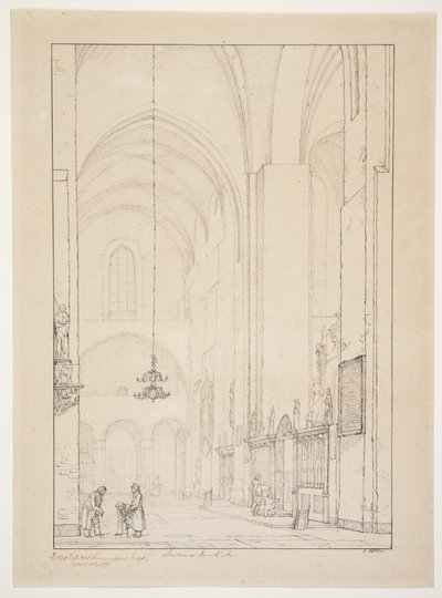 Diseño para "Vista del interior del brazo norte del crucero de la catedral de Århus" de Christen Købke