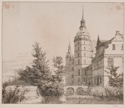 Castillo de Frederiksborg. Parte cerca del Puente de la Moneda de Christen Købke