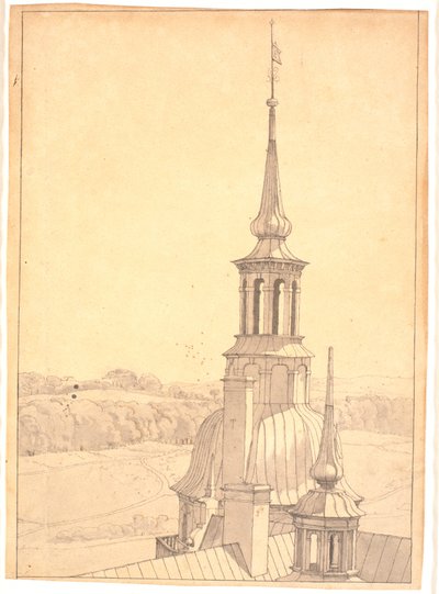 Una de las pequeñas torres del castillo de Frederiksborg de Christen Købke