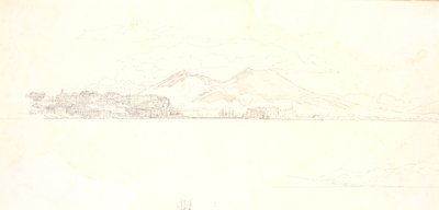 Vista de la bahía de Nápoles desde Villa Reale. Al fondo, el Vesubio de Christen Købke
