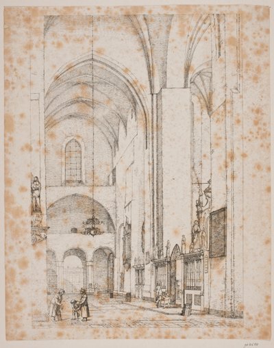 Vista del interior del brazo norte del crucero de la catedral de Århus de Christen Købke