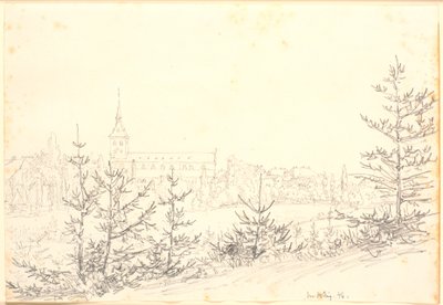 Iglesia de San Canuto en Odense vista desde Munkemose de Christen Købke