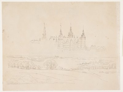 Estudio para el "Paisaje de otoño. Castillo de Frederiksborg en el fondo" de la Glyptoteca de Christen Købke