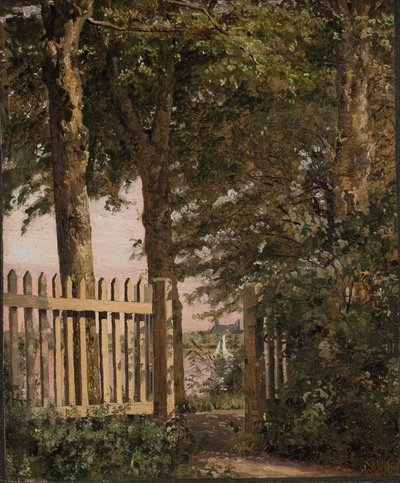 La puerta del jardín de la casa del artista en Blegdammen de Christen Købke
