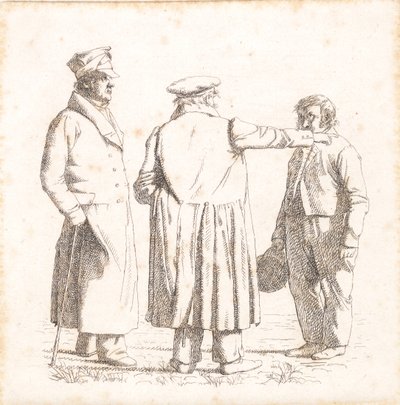 Tres figuras de retrato, maestro panadero Købke, Mayor Krohn y sargento esclavo Sprøch de Christen Købke
