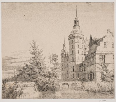 Castillo de Frederiksborg. Parte en el Puente de la Moneda de Christen Købke