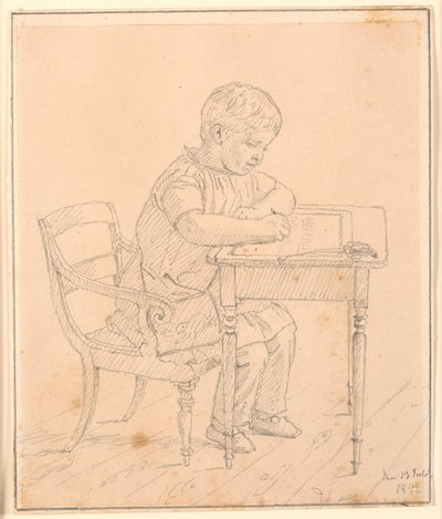 El hijo del artista Peter escribiendo en una pizarra de Christen Købke