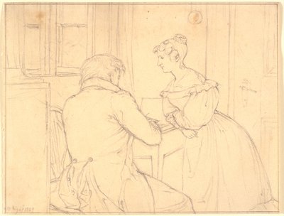 El Pintor C.D.Gebauer dibuja para la Señorita Margrethe Hahn de Christen Købke