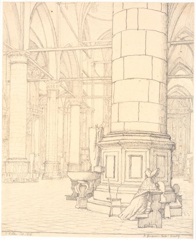 Parte del interior de Ss. Giovanni e Paolo en Venecia de Christen Købke