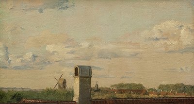 Vista desde una ventana en Toldbodvej hacia el castillo de Copenhague de Christen Schjellerup Købke