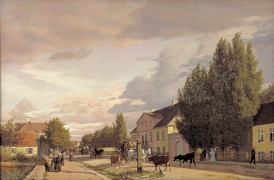 Vista de una calle en Østerbro fuera de Copenhague. Luz de la mañana, 1836 de Christen Schjellerup Købke