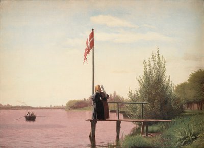 Una vista desde Dosseringen cerca del lago Sortedam hacia Nørrebro de Christen Schjellerup Kobke
