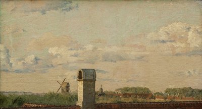 Vista desde una Ventana en Toldbodvej Mirando hacia la Ciudadela en Copenhague, c. 1833 (óleo sobre papel montado en lienzo) de Christen Schjellerup Kobke