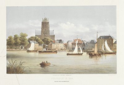 Vista de Dordrecht Vista del lado de Vuilpoorts (título sobre objeto) Vista de Dordrecht en 1864 (título de la serie sobre el objeto) de Christiaan Bos