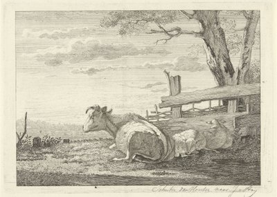 Descansando ganado en un paisaje de Christiaan Godfried Schutze van Houten