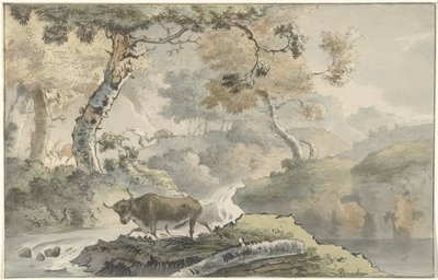 Paisaje de bosque con toro de Christiaan Josi