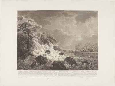 Vista de la fractura e inundación en Bemmel por Nymegen el 21 de febrero de 1799 / Vue de L