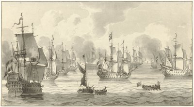 Seascape con flota de guerra de Christiaan Josi