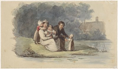 Familia sentada junto al agua de Christiaan Julius Lodewijk Portman