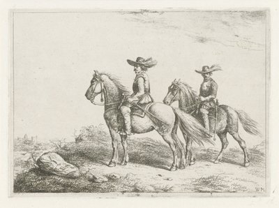 Dos jinetes explorando de Christiaan Wilhelmus Moorrees