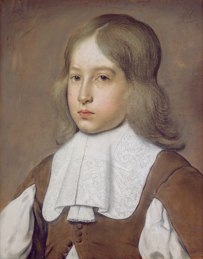 Retrato de joven con cuello de encaje, c.1656 (pastel sobre papel) de Christiaen Jansz. Dusart