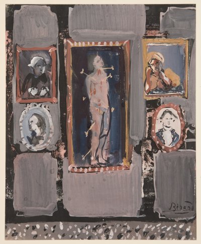 San Sebastián sobre fondo gris, c. 1935-1945 (gouache sobre papel) de Christian Bérard