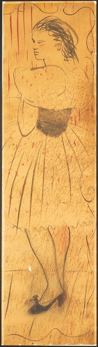 Tríptico (dibujo de una escena de amantes) (lápiz sobre papel) (véase también 742028-29) de Christian Bérard