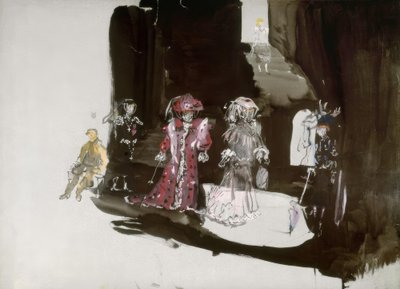 Diseño de escenografía con figurines para el estreno de Christian Bérard