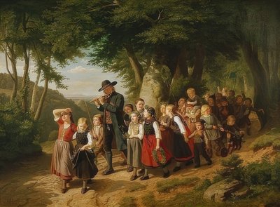 Regreso de la fiesta escolar. 1852 de Christian Eduard Boettcher