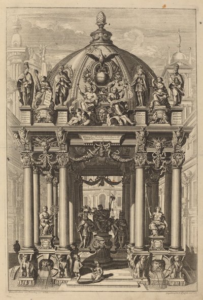 Arco triunfal para Lotharius II de Christian Engelbrecht and Johann Andreas Pfeffel, after Peter Schubert von Ehrenberg