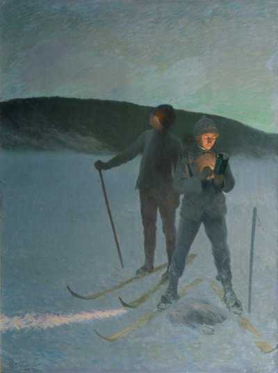 Pesca en hielo con esquí, tarde de Christian Eriksen Skredsvig
