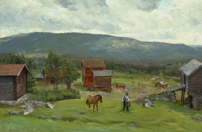 Hombre en el pasto, Hiaasen, junio de 1893 (óleo sobre lienzo) de Christian Eriksen Skredsvig