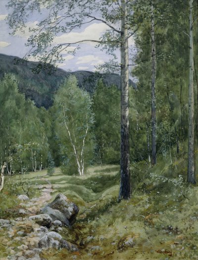 Primavera en el bosque (acuarela sobre papel) de Christian Eriksen Skredsvig