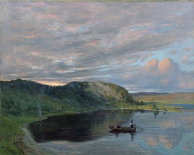 Tarde de verano junto a un lago de alta montaña (óleo sobre lienzo) de Christian Eriksen Skredsvig