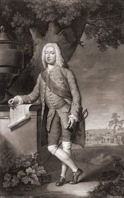 Thomas Coke, Conde de Leicester. Retrato. (impresión) de Christian Friedrich (after) Zincke
