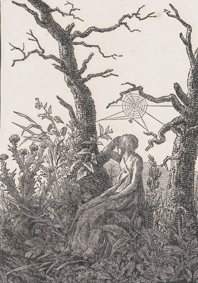 Mujer sentada con una telaraña (probablemente 1803) de Christian Friedrich