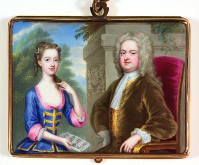 Lady Margaret Cavendish Holles Harley y su padre Edward Harley de Christian Friedrich Zincke