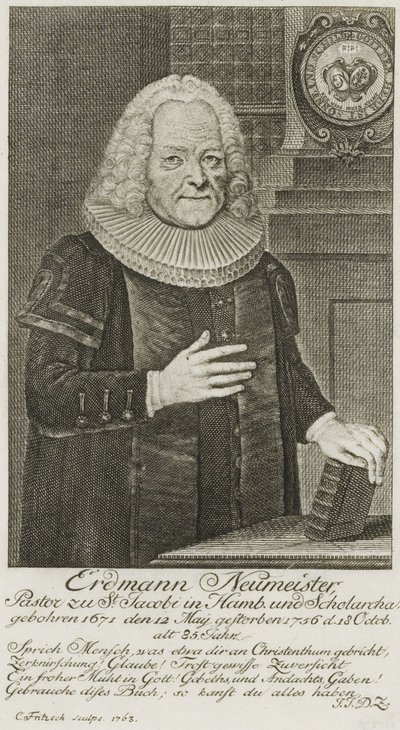 PPN663946751 Erdmann Neumeister, párroco de San Jacobi en Hamburgo y Scholarcha. (1763) de Christian Fritzsch