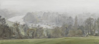 In a Mist (Silver) - Támesis desde Richmond Hill, Mists, 2015 (óleo sobre lienzo) de Christian Furr