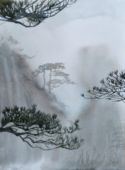 La última de las montañas, 2015 (acuarela sobre papel) de Christian Furr
