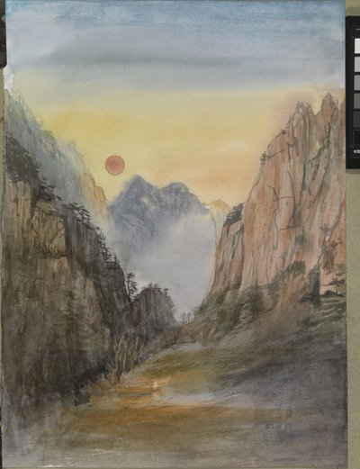 Pink Sun (Gold) Yellow Mountains, 2015 (acuarela sobre papel) de Christian Furr