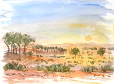 Desierto de Rak II, 2016 (acuarela) de Christian Furr