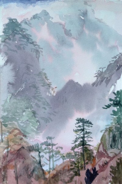 Rose Mountains, Shangri La, 2015 (acuarela sobre papel) de Christian Furr
