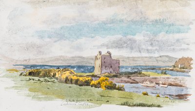 White Horses At Lochranza Castle, 2017 (acuarela sobre papel de acuarela) de Christian Furr