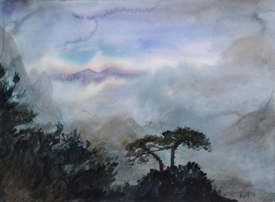 Wistful Mountain, 2015 (acuarela sobre papel) de Christian Furr