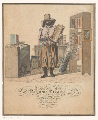 Libreta del escritor Johann Gottlob Helmert
El nuevo Diógenes como anticuario de libros en la Feria de Leipzig (título en el objeto) de Christian Gottfried Heinrich Geissler (possibly)