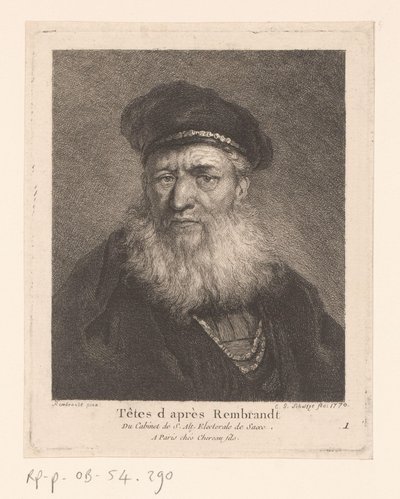 Viejo con boina y barba Gente al estilo de Rembrandt (título de la serie) de Christian Gottfried Schultze