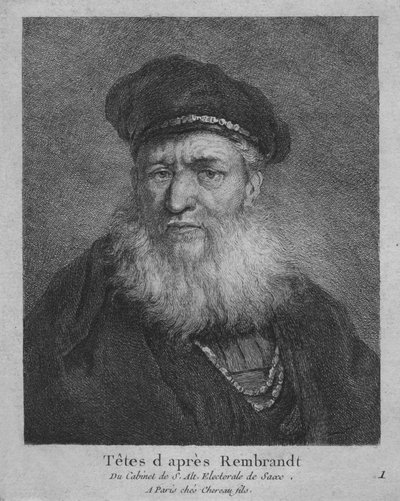 Cabezas según Rembrandt, 1770 de Christian Gottfried Schultze